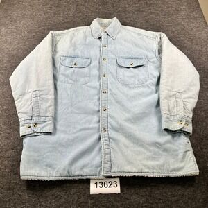 Wilderness Perfect for the Breeze Trucker Jacket Men XL Blue Cotton Sherpa Lined